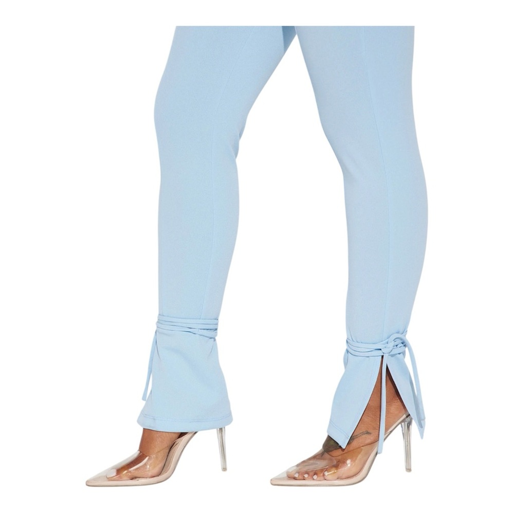 Fashion Nova Baby Blue Stretch Pants w/ Bow